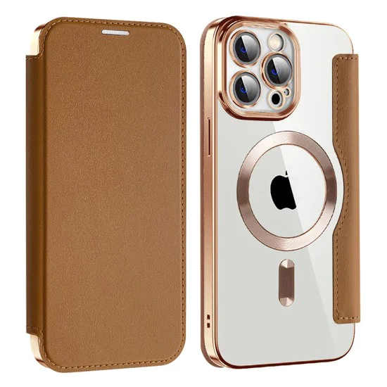 Калъф за iPhone 13 Pro - SmartMag Book Case - Кафяв