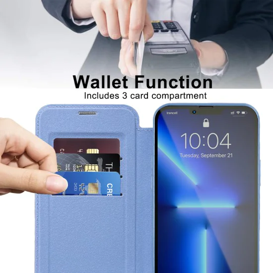Калъф за iPhone 13 Pro - SmartMag Book Case - Светло Син