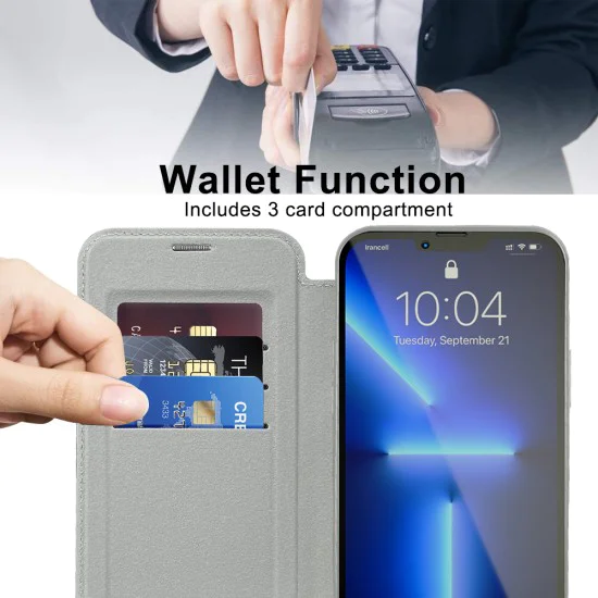 Калъф за iPhone 13 Pro - SmartMag Book Case - Сив