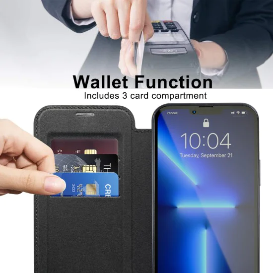 Калъф за iPhone 13 Pro Max - SmartMag Book Case - Черен