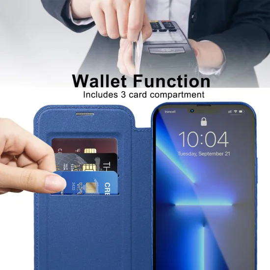Калъф за iPhone 13 Pro Max - SmartMag Book Case - Син
