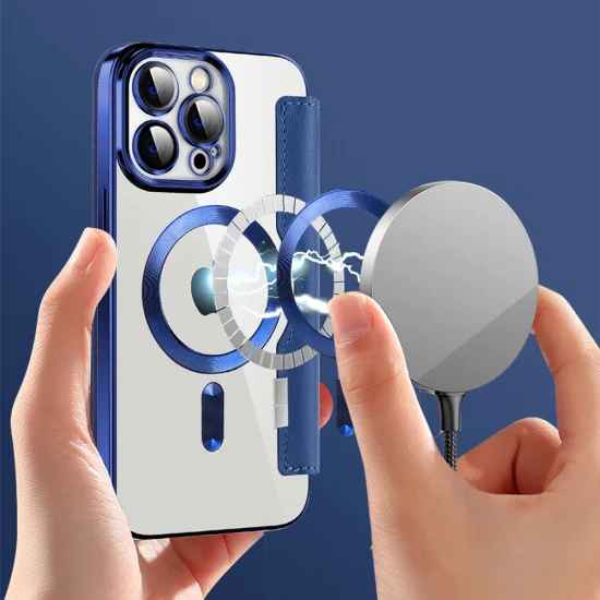 Калъф за iPhone 13 Pro Max - SmartMag Book Case - Син