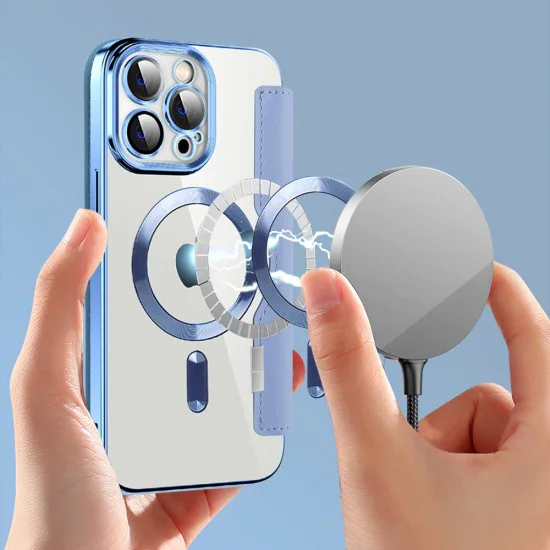 Калъф за iPhone 13 Pro Max - SmartMag Book Case - Светло Син