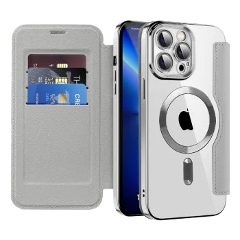 Калъф за iPhone 13 Pro Max - SmartMag Book Case - Сив