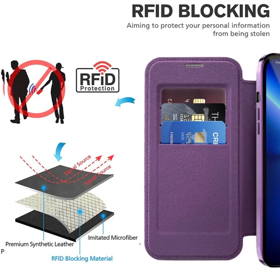 Калъф за iPhone 13 Pro Max - SmartMag Book Case - Лилав