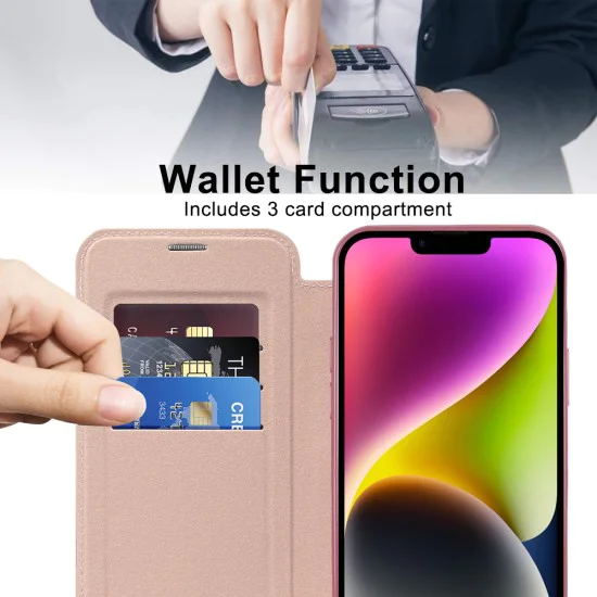 Калъф за iPhone 14 - SmartMag Book Case - Розов