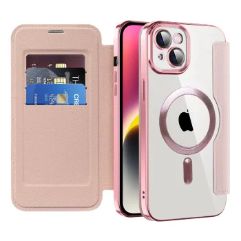 Калъф за iPhone 14 - SmartMag Book Case - Розов