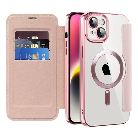Калъф за iPhone 14 - SmartMag Book Case - Розов