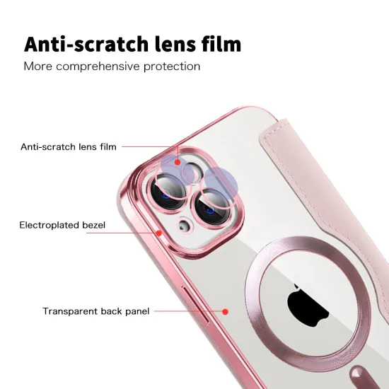 Калъф за iPhone 14 - SmartMag Book Case - Розов