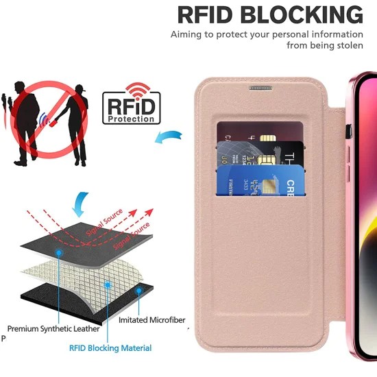 Калъф за iPhone 14 - SmartMag Book Case - Розов