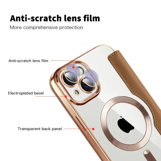 Калъф за iPhone 14 - SmartMag Book Case - Кафяв