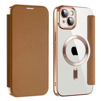 Калъф за iPhone 14 - SmartMag Book Case - Кафяв