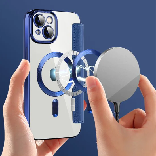 Калъф за iPhone 14 - SmartMag Book Case - Син