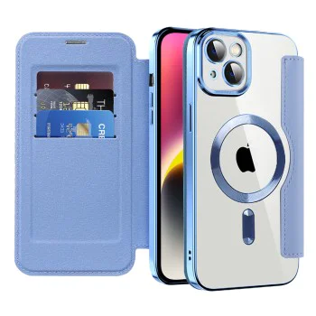 Калъф за iPhone 14 - SmartMag Book Case - Светло Син