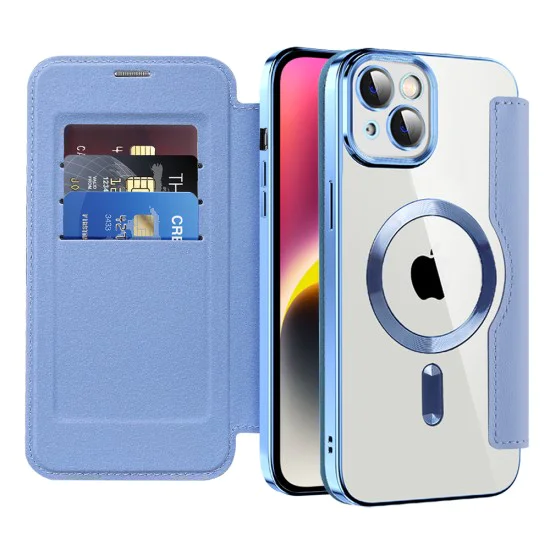 Калъф за iPhone 14 - SmartMag Book Case - Светло Син