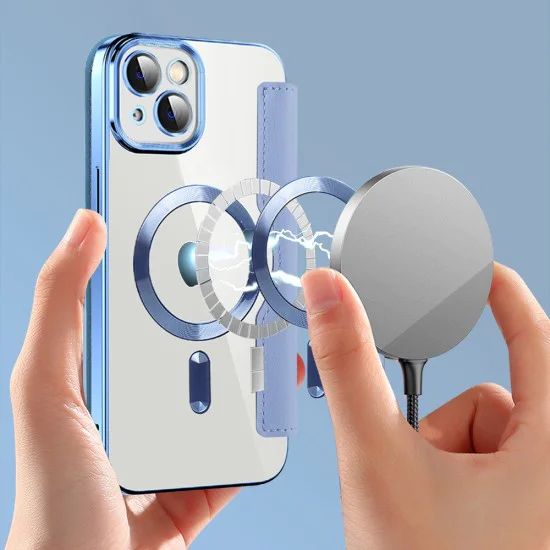 Калъф за iPhone 14 - SmartMag Book Case - Светло Син