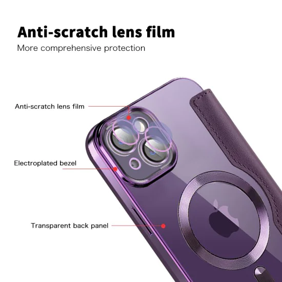 Калъф за iPhone 14 - SmartMag Book Case - Лилав