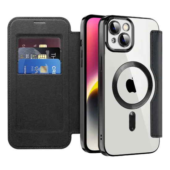 Калъф за iPhone 14 Plus - SmartMag Book Case - Черен