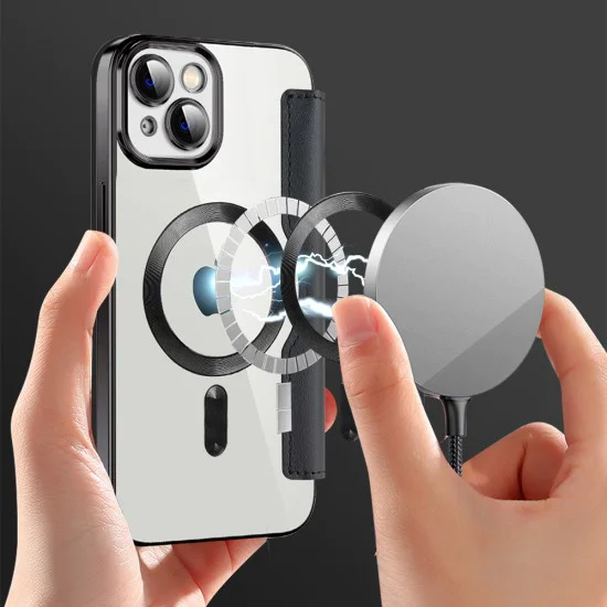 Калъф за iPhone 14 Plus - SmartMag Book Case - Черен