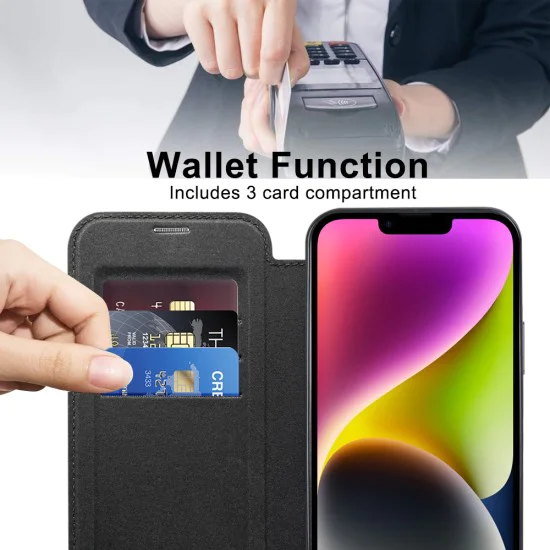 Калъф за iPhone 14 Plus - SmartMag Book Case - Черен