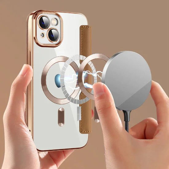Калъф за iPhone 14 Plus - SmartMag Book Case - Кафяв