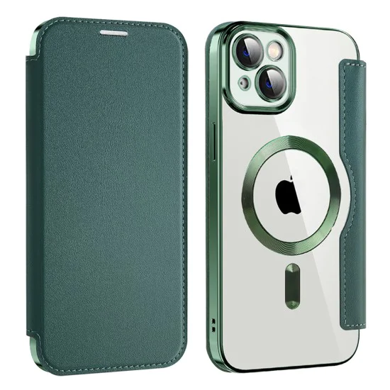 Калъф за iPhone 14 Plus - SmartMag Book Case - Зелен