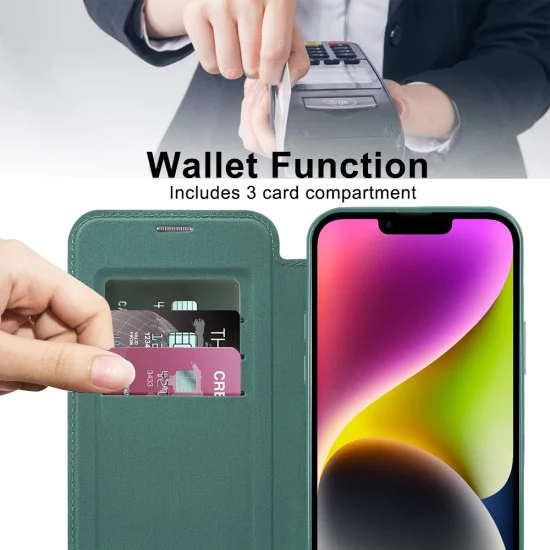 Калъф за iPhone 14 Plus - SmartMag Book Case - Зелен
