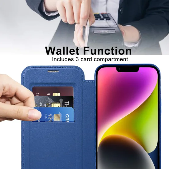 Калъф за iPhone 14 Plus - SmartMag Book Case - Син