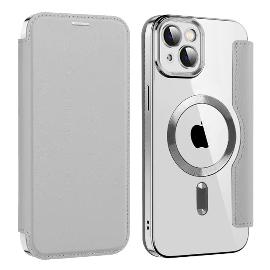 Калъф за iPhone 14 Plus - SmartMag Book Case - Сив