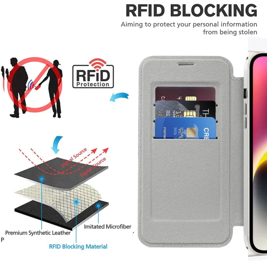 Калъф за iPhone 14 Plus - SmartMag Book Case - Сив