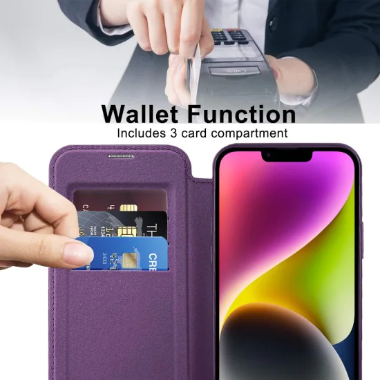 Калъф за iPhone 14 Plus - SmartMag Book Case - Лилав