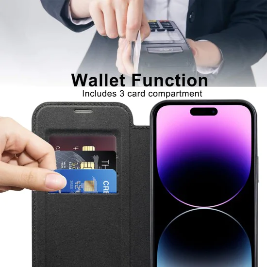Калъф за iPhone 14 Pro Max - SmartMag Book Case - Черен