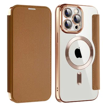 Калъф за iPhone 14 Pro Max - SmartMag Book Case - Кафяв