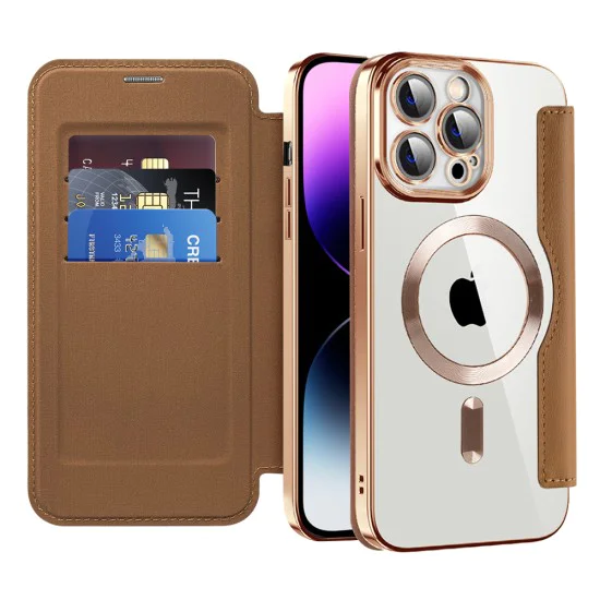 Калъф за iPhone 14 Pro Max - SmartMag Book Case - Кафяв