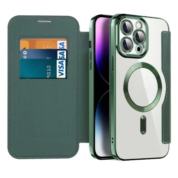 Калъф за iPhone 14 Pro Max - SmartMag Book Case - Зелен