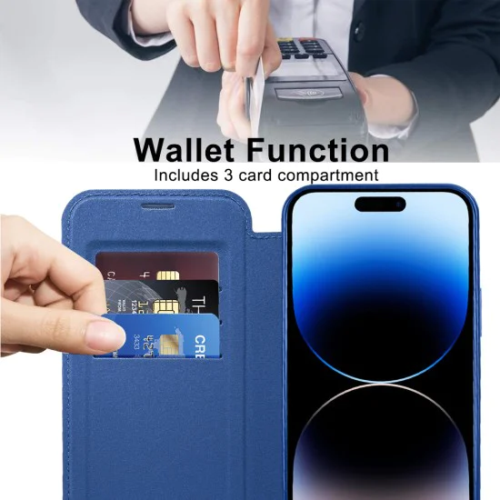 Калъф за iPhone 14 Pro Max - SmartMag Book Case - Син