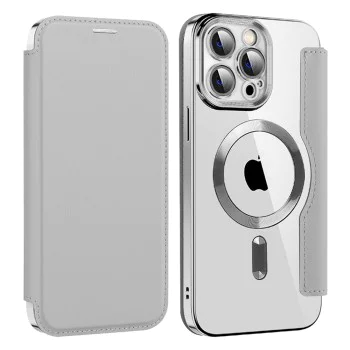Калъф за iPhone 14 Pro Max - SmartMag Book Case - Сив