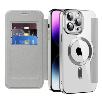 Калъф за iPhone 14 Pro Max - SmartMag Book Case - Сив