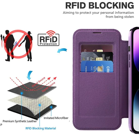 Калъф за iPhone 14 Pro Max - SmartMag Book Case - Лилав