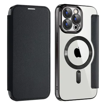 Калъф за iPhone 15 Pro - SmartMag Book Case - Черен