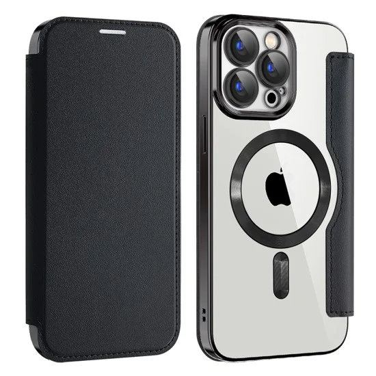 Калъф за iPhone 15 Pro - SmartMag Book Case - Черен