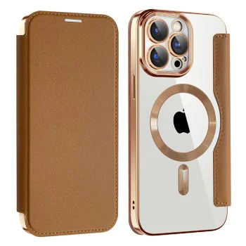 Калъф за iPhone 15 Pro - SmartMag Book Case - Кафяв