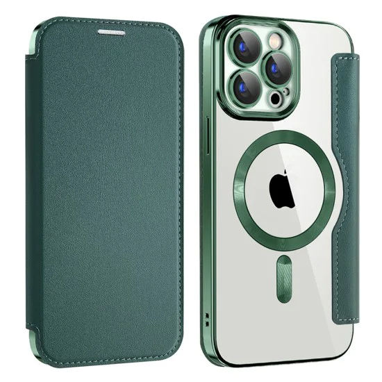 Калъф за iPhone 15 Pro - SmartMag Book Case - Зелен