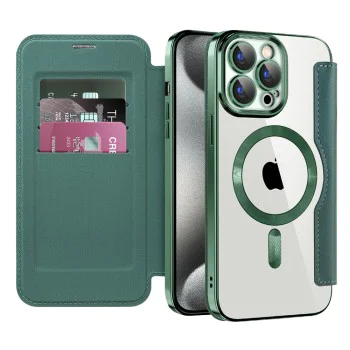 Калъф за iPhone 15 Pro - SmartMag Book Case - Зелен