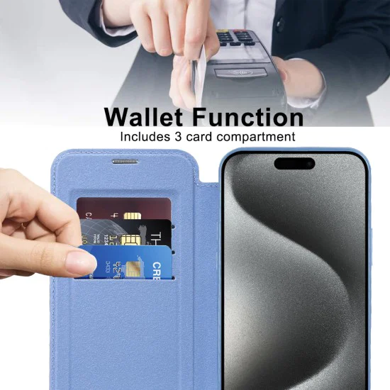 Калъф за iPhone 15 Pro - SmartMag Book Case - Светло Син