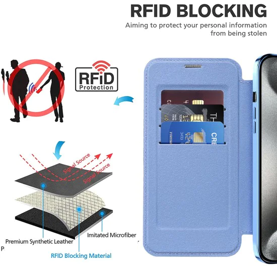 Калъф за iPhone 15 Pro - SmartMag Book Case - Светло Син