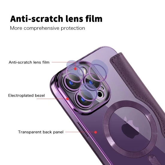Калъф за iPhone 15 Pro - SmartMag Book Case - Лилав