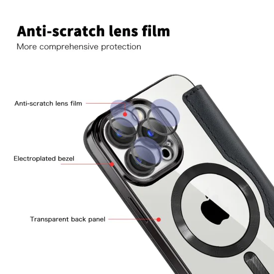 Калъф за iPhone 15 Pro Max - SmartMag Book Case - Черен