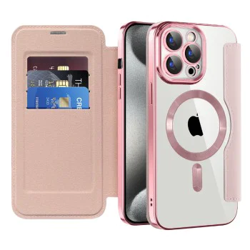 Калъф за iPhone 15 Pro Max - SmartMag Book Case - Розов