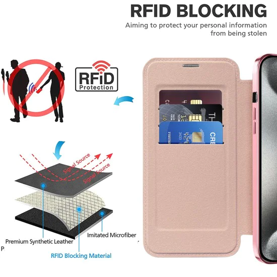 Калъф за iPhone 15 Pro Max - SmartMag Book Case - Розов